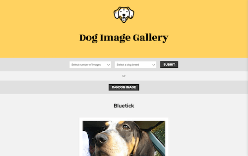 dog image gallery project screenshot