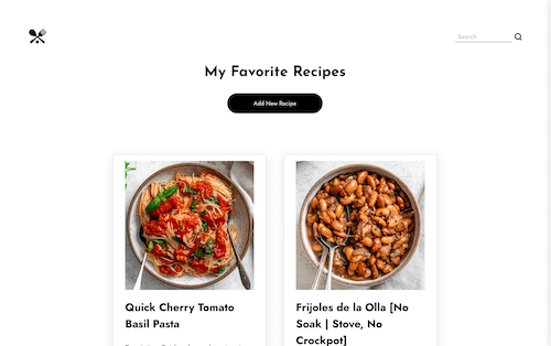 recipe web app screenshot